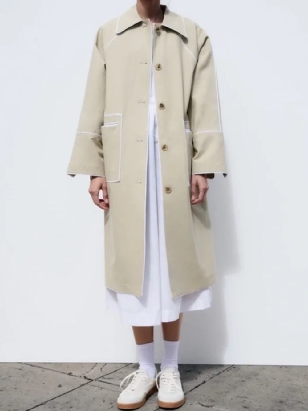 Zara Oversized Contrast Trench Coat